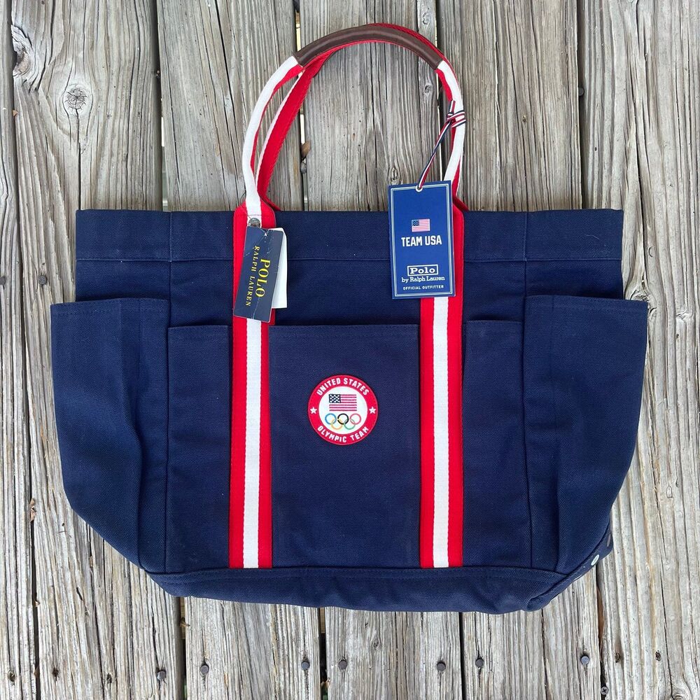 NEW Polo Ralph Lauren Team USA 2024 Summer Olympics Patch Tote Bag Navy Blue